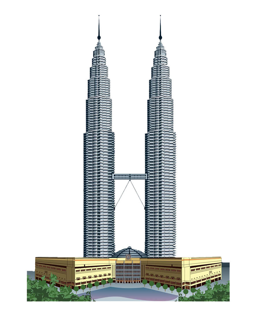 Illustration of the Petronas Twin Towers in Kuala Lumpur
