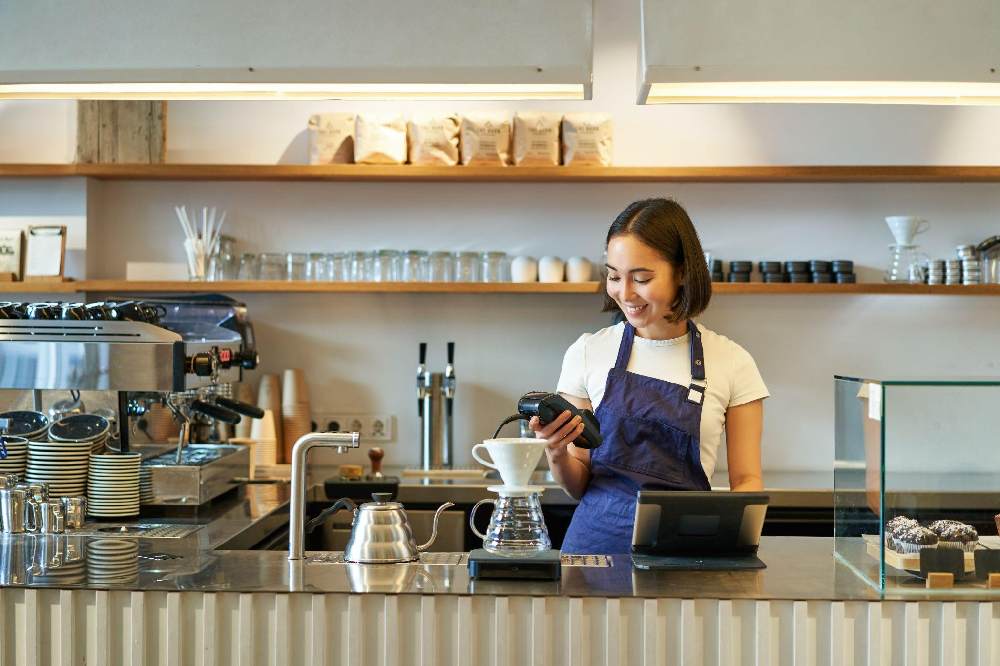 Commercial dishwashers designed for busy cafe counters.
