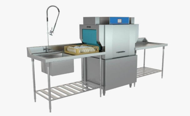 EHS's rack conveyor dishwasher is suitable for bigger kitchens, such as central kitchens and large hotel kitchens.